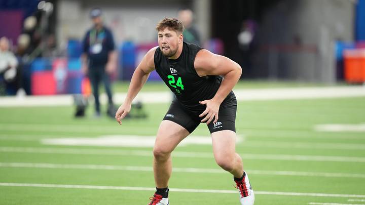 Georgia offensive lineman Monroe Freeling (OL24) during the NFL Scouting Combine 