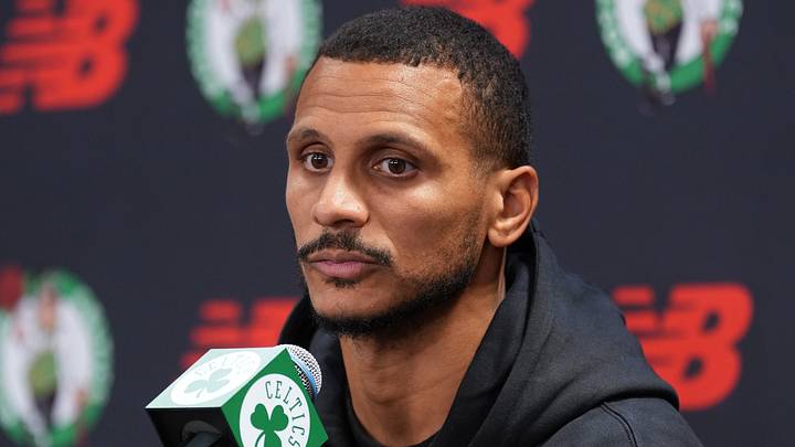 Sep 28, 2026; Boston, MA, USA; Boston Celtics head coach Joe Mazzulla talks to reporters during media day at Auerbach Center. Mandatory Credit: David Butler II-Imagn Images
