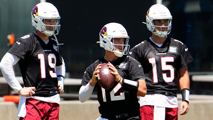Arizona Cardinals quarterback Colt McCoy (12) during voluntary Organized Team Activities at the