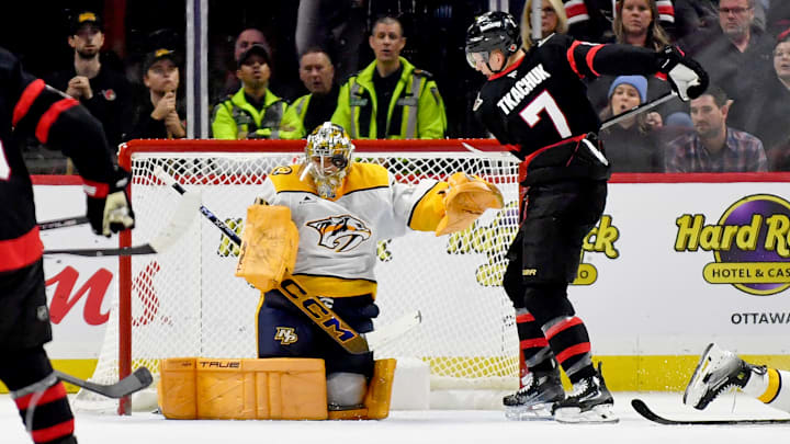 Brady Tkachuk, Jusse Saros