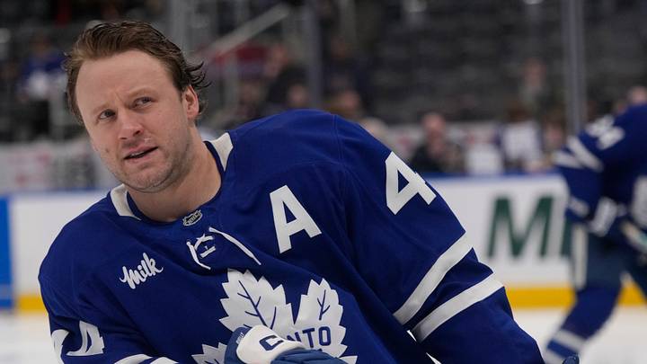 Toronto Maple Leafs defenseman Morgan Rielly (44) skates warm up before a game against the Anaheim Ducks at Scotiabank Arena. Mandatory Credit: John E. Sokolowski-Imagn Images Toronto Maple Leafs defenseman Morgan Rielly (44) skates warm up before a game against the Anaheim Ducks at Scotiabank Arena. Mandatory Credit: John E. Sokolowski-Imagn Images