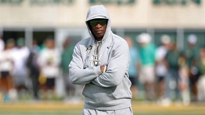 Sep 26, 2026; Waco, Texas, USA;  Colorado Buffaloes head coach Deion Sanders watches warmups before the game against the Baylor Bears at McLane Stadium.  Mandatory Credit: Chris Jones-Imagn Images