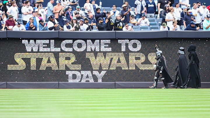 May 4, 2024; Bronx, New York, USA;  Star Wars Day at Yankee Stadium. Mandatory Credit: Wendell Cruz-Imagn Images