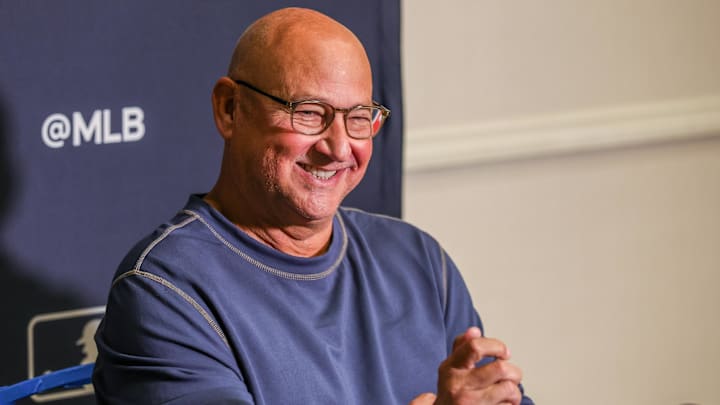 Dec 8, 2025; Orlando, FL, USA; Cincinnati Reds manager Terry Francona speaks with the media during the 2025 MLB Winter Meetings at Signia by Hilton Hotel. Mandatory Credit: Mike Watters-Imagn Images