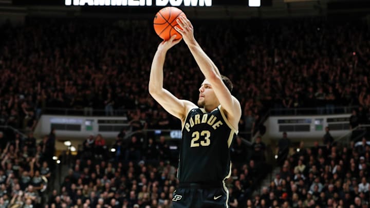 Purdue Boilermakers forward Camden Heide (23) shoots the ball 