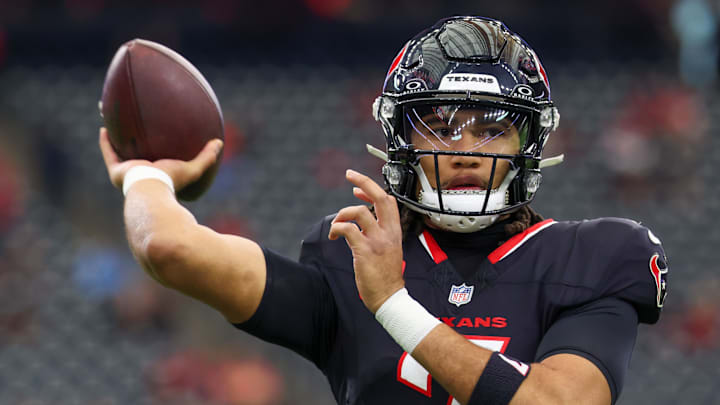 Dec 14, 2025; Houston, Texas, USA; Houston Texans quarterback C.J. Stroud (7) warms up before playing against the Arizona Cardinals at NRG Stadium. Mandatory Credit: Thomas Shea-Imagn Images Dec 14, 2025; Houston, Texas, USA; Houston Texans quarterback C.J. Stroud (7) warms up before playing against the Arizona Cardinals at NRG Stadium. Mandatory Credit: Thomas Shea-Imagn Images