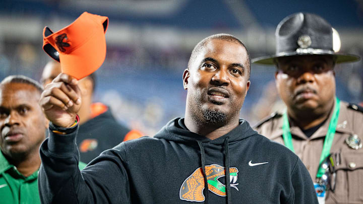 Florida A&M Rattlers head coach Willie Simmons celebrates his team s victory over the Bethune Cookman Wildcats at Camping World Stadium on Saturday, Nov. 18, 2023. Florida A&M Rattlers head coach Willie Simmons celebrates his team s victory over the Bethune Cookman Wildcats at Camping World Stadium on Saturday, Nov. 18, 2023.