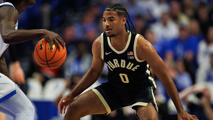 Purdue Boilermakers guard C.J. Cox (0) defends. Purdue Boilermakers guard C.J. Cox (0) defends.