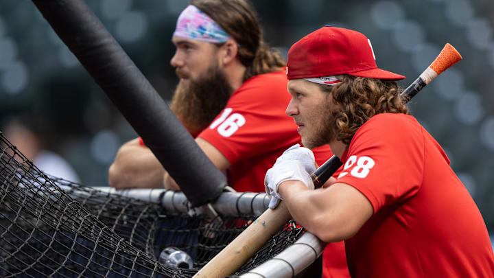Philadelphia Phillies third baseman Alec Bohm and outfielder Brandon Marsh