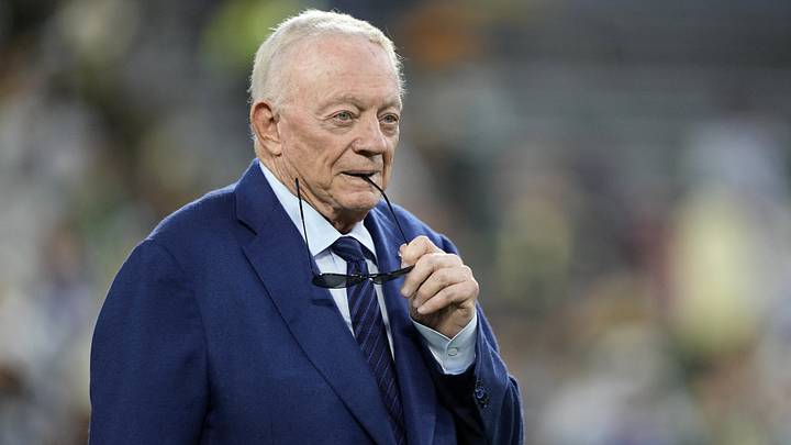 Dallas Cowboys owner Jerry Jones looks on prior to the game against the Green Bay Packers at Lambeau Field. Dallas Cowboys owner Jerry Jones looks on prior to the game against the Green Bay Packers at Lambeau Field.