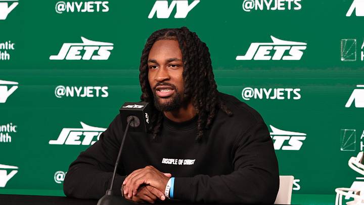 Apr 24, 2026; Florham Park, NJ, USA; New York Jets Draft pick, wide receiver Omar Cooper Jr. at Atlantic Health Jets Training Center. Apr 24, 2026; Florham Park, NJ, USA; New York Jets Draft pick, wide receiver Omar Cooper Jr. at Atlantic Health Jets Training Center.