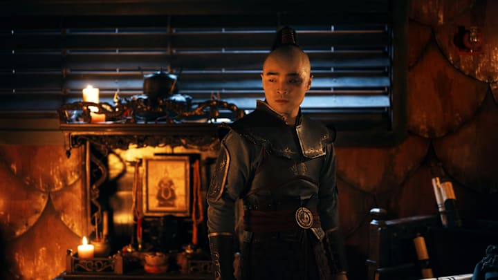 Avatar: The Last Airbender. Dallas Liu as Prince Zuko in season 1 of Avatar: The Last Airbender. Cr. Robert Falconer/Netflix © 2023