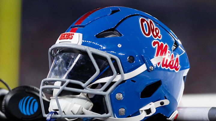 Ole Miss Rebels helmet during the 2026 Fiesta Bowl and semifinal game of the College Football Playoff at State Farm Stadium.
