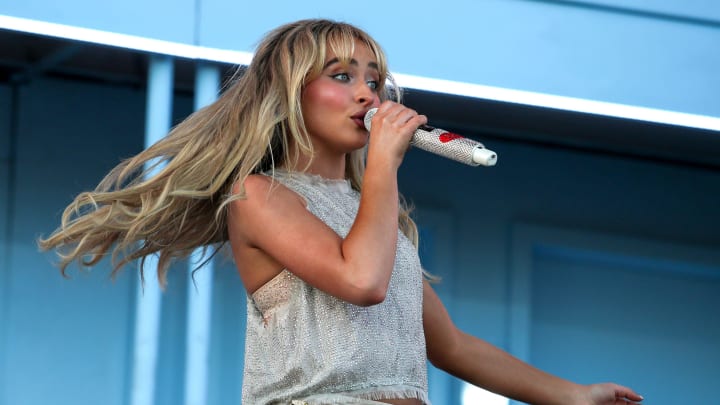 Sabrina Carpenter performs on the Coachella Stage during the Coachella Music and Arts Festival in Indio, Calif., on Friday, April 12, 2024.