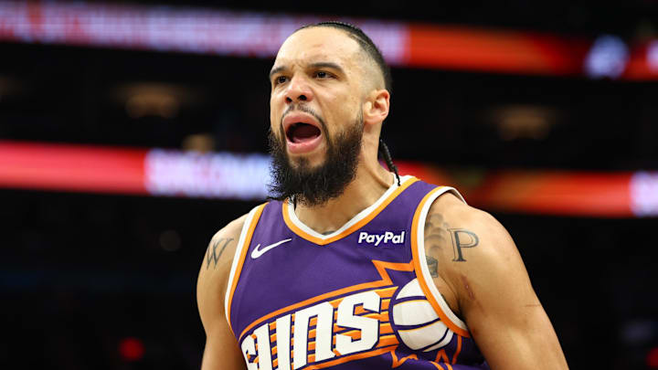 Jan 30, 2026; Phoenix, Arizona, USA; Phoenix Suns forward Dillon Brooks (3) against the Cleveland Cavaliers at Mortgage Matchup Center. Mandatory Credit: Mark J. Rebilas-Imagn Images Jan 30, 2026; Phoenix, Arizona, USA; Phoenix Suns forward Dillon Brooks (3) against the Cleveland Cavaliers at Mortgage Matchup Center. Mandatory Credit: Mark J. Rebilas-Imagn Images