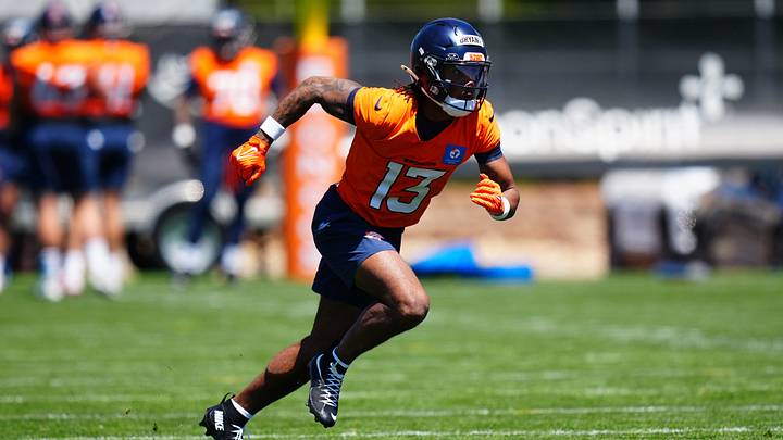 May 10, 2025; Englewood, CO, USA; Denver Broncos wide receiver Pat Bryant (13) during rookie minicamp at Broncos Park Powered by CommonSpirit. Mandatory Credit: Ron Chenoy-Imagn Images May 10, 2025; Englewood, CO, USA; Denver Broncos wide receiver Pat Bryant (13) during rookie minicamp at Broncos Park Powered by CommonSpirit. Mandatory Credit: Ron Chenoy-Imagn Images
