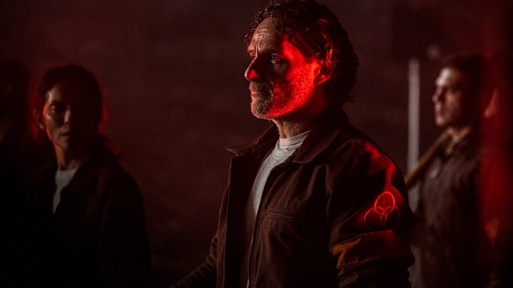 Andrew Lincoln as Rick Grimes, Lesley-Ann Brandt as Thorne - The Walking Dead: The Ones Who Live _ Season 1 - Photo Credit: Gene Page/AMC