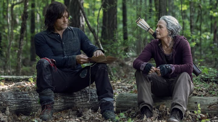 Norman Reedus as Daryl Dixon, Melissa McBride as Carol Peletier - The Walking Dead _ Season 10, Episode 1 - Photo Credit: Jackson Lee Davis/AMC