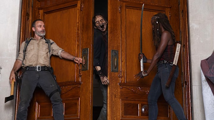 Andrew Lincoln as Rick Grimes, Danai Gurira as Michonne - The Walking Dead season 9 Andrew Lincoln as Rick Grimes, Danai Gurira as Michonne - The Walking Dead season 9