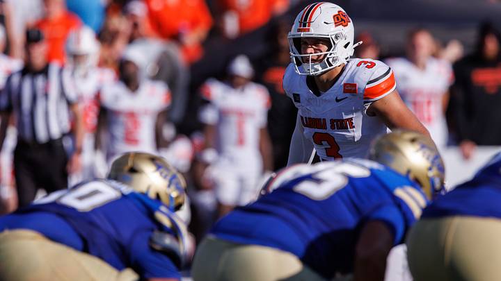Oklahoma State Cowboys linebacker Tate Romney. Oklahoma State Cowboys linebacker Tate Romney.