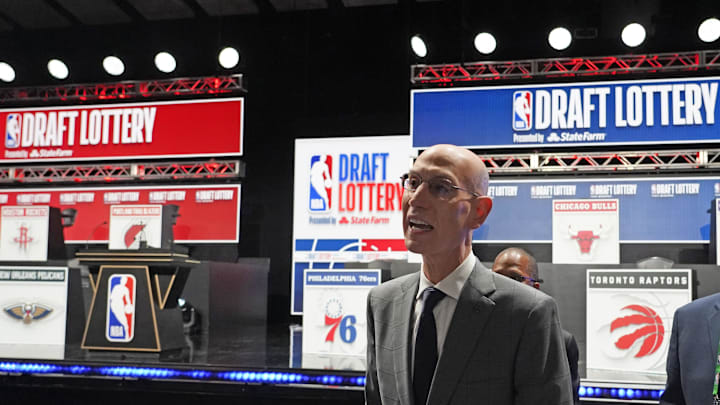 May 12, 2025; Chicago, Illinois, US; NBA Commissioner Adam Silver walk through the audience during the 2025 NBA Draft Lottery at McCormick Place. Mandatory Credit: David Banks-Imagn Images May 12, 2025; Chicago, Illinois, US; NBA Commissioner Adam Silver walk through the audience during the 2025 NBA Draft Lottery at McCormick Place. Mandatory Credit: David Banks-Imagn Images