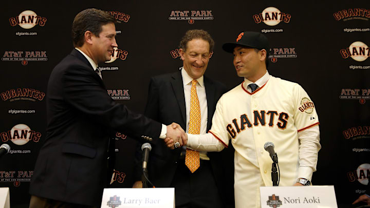 San Francisco Giants Introduce Nori Aoki