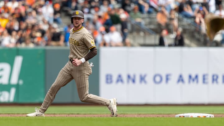 Aug 13, 2025; San Francisco, California, USA; San Diego Padres outfielder Jackson Merrill (3) leads off second base during the second inning against the San Francisco Giants at Oracle Park. Mandatory Credit: Bob Kupbens-Imagn Images Aug 13, 2025; San Francisco, California, USA; San Diego Padres outfielder Jackson Merrill (3) leads off second base during the second inning against the San Francisco Giants at Oracle Park. Mandatory Credit: Bob Kupbens-Imagn Images