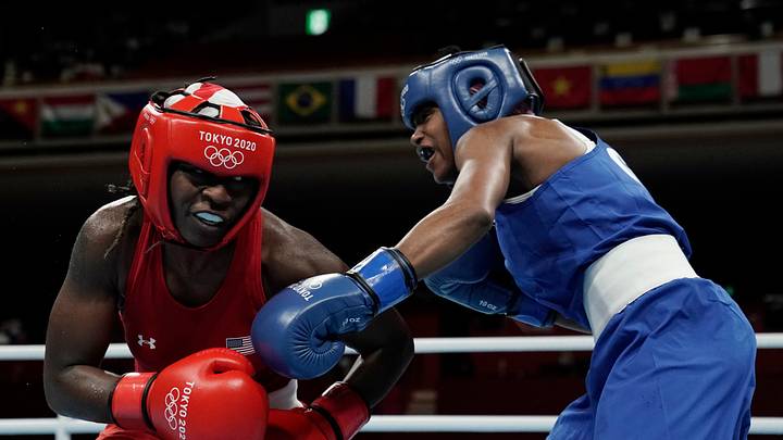 Jul 30, 2021; Tokyo, Japan; Rashida Ellis (USA) competes against Caroline Dubois (GBR) in the women's lightweight (57-60kg) preliminaries round of 16 during the Tokyo 2020 Olympic Summer Games at Kokugikan Arena. Mandatory Credit: Andrew P. Scott-USA TODAY Sports Jul 30, 2021; Tokyo, Japan; Rashida Ellis (USA) competes against Caroline Dubois (GBR) in the women's lightweight (57-60kg) preliminaries round of 16 during the Tokyo 2020 Olympic Summer Games at Kokugikan Arena. Mandatory Credit: Andrew P. Scott-USA TODAY Sports