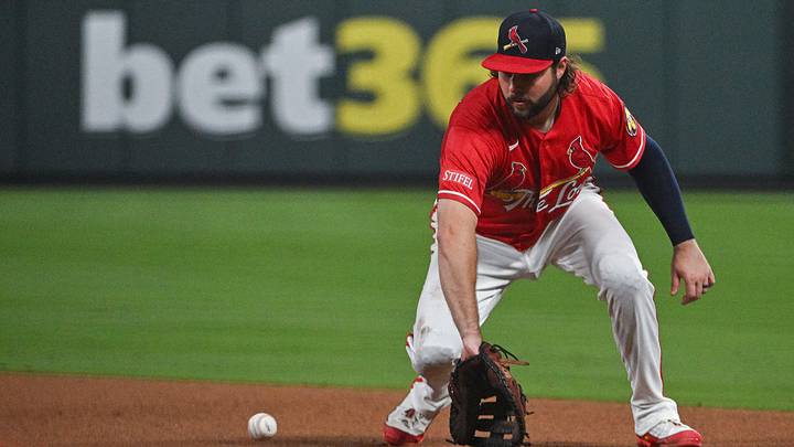 Sep 11, 2026; St. Louis, Missouri, USA; St. Louis Cardinals first baseman Alec Burleson (41) fields a ground ball against the Chicago White Sox during the ninth inning at Busch Stadium. Mandatory Credit: Jeff Curry-Imagn Images Sep 11, 2026; St. Louis, Missouri, USA; St. Louis Cardinals first baseman Alec Burleson (41) fields a ground ball against the Chicago White Sox during the ninth inning at Busch Stadium. Mandatory Credit: Jeff Curry-Imagn Images