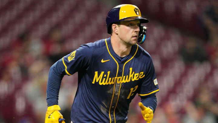 Former Phillies and current Milwaukee Brewers first baseman Rhys Hoskins