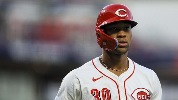 Cincinnati Reds outfielder Will Benson (30) walks off the field.