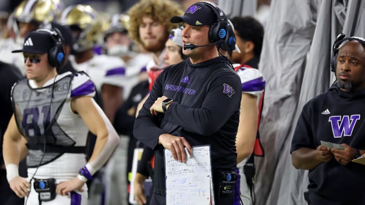 Kalen DeBoer looks on during the national championship game against the Michigan Wolverines in Houston in January, four days before he left the UW for Alabama. Kalen DeBoer looks on during the national championship game against the Michigan Wolverines in Houston in January, four days before he left the UW for Alabama.