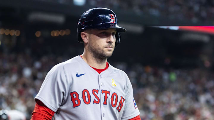Sep 7, 2025; Phoenix, Arizona, USA; Boston Red Sox third baseman Alex Bregman against the Arizona Diamondbacks at Chase Field. Mandatory Credit: Mark J. Rebilas-Imagn Images