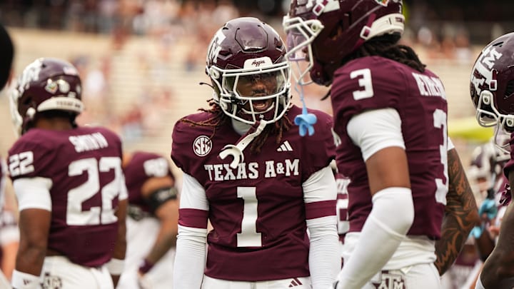 Texas A&M Aggies safety Bryce Anderson pregame against the UTSA Roadrunners at Kyle Field. 