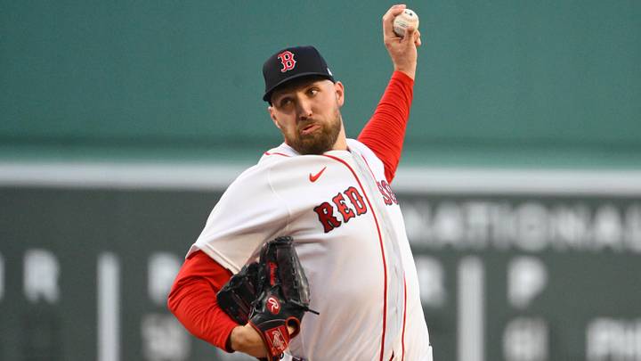 Apr 7, 2026; Boston, Massachusetts, USA; Boston Red Sox starting pitcher Garrett Crochet (35) pitches against the Milwaukee Brewers during the first inning at Fenway Park. Mandatory Credit: Eric Canha-Imagn Images
