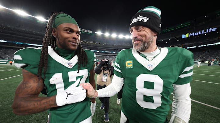 Former NY Jets quarterback Aaron Rodgers and wide receiver Davante Adams