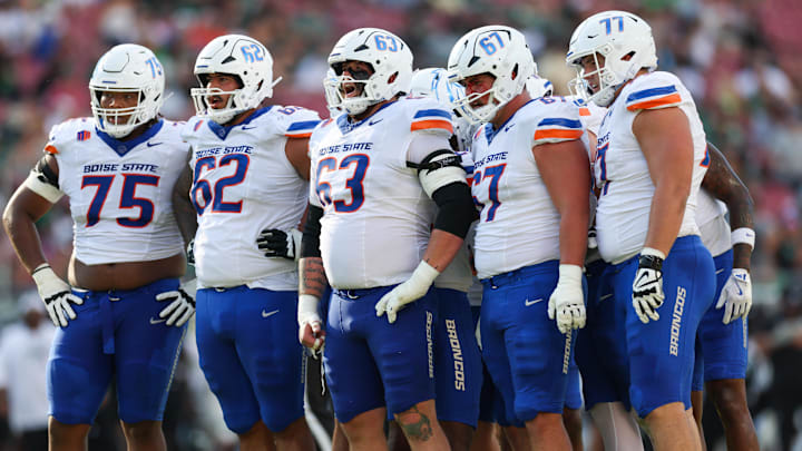 Boise State offensive linemen. Boise State offensive linemen.