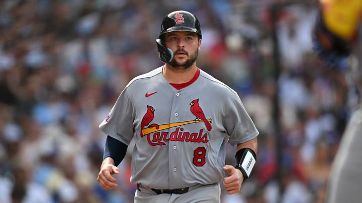 Aug 16, 2026; Chicago, Illinois, USA; St. Louis Cardinals catcher Jimmy Crooks (8) walks back to the dugout after scoring against the Chicago Cubs during the fourth inning at Wrigley Field. Mandatory Credit: Patrick Gorski-Imagn Images Aug 16, 2026; Chicago, Illinois, USA; St. Louis Cardinals catcher Jimmy Crooks (8) walks back to the dugout after scoring against the Chicago Cubs during the fourth inning at Wrigley Field. Mandatory Credit: Patrick Gorski-Imagn Images