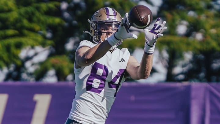 Jackson Girouard pulls in a spring pass. Jackson Girouard pulls in a spring pass.