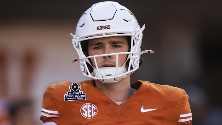 Texas Longhorns quarterback Trey Owens against the Clemson Tigers during the CFP National playoff first round at Darrell K Royal-Texas Memorial Stadium. 