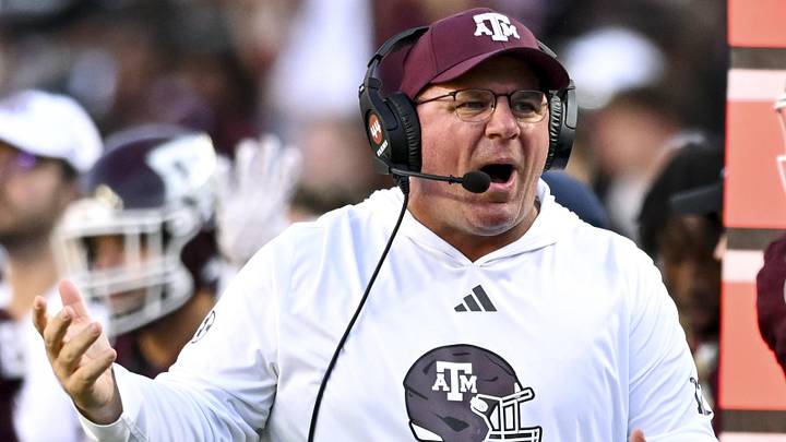 Sep 27, 2025; College Station, Texas, USA; Texas A&M Aggies head coach Mike Elko reacts against the Auburn Tigers during the fourth quarter at Kyle Field. Mandatory Credit: Maria Lysaker-Imagn Images Sep 27, 2025; College Station, Texas, USA; Texas A&M Aggies head coach Mike Elko reacts against the Auburn Tigers during the fourth quarter at Kyle Field. Mandatory Credit: Maria Lysaker-Imagn Images