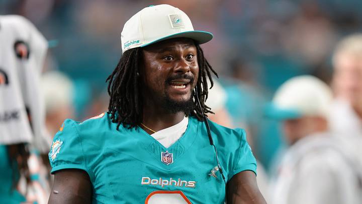 Miami Dolphins quarterback Malik Willis (2) reacts on the bench against the Atlanta Falcons during the second half at Hard Rock Stadium. Mandatory Credit: Sam Navarro-Imagn Images