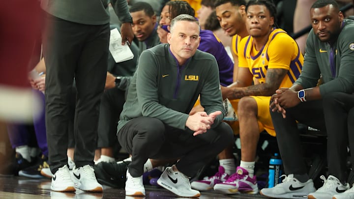 Mar 1, 2025; Starkville, Mississippi, USA; LSU Tigers head coach Matt McMahon looks on against the Mississippi State Bulldogs during the second half at Humphrey Coliseum. Mandatory Credit: Wesley Hale-Imagn Images Mar 1, 2025; Starkville, Mississippi, USA; LSU Tigers head coach Matt McMahon looks on against the Mississippi State Bulldogs during the second half at Humphrey Coliseum. Mandatory Credit: Wesley Hale-Imagn Images