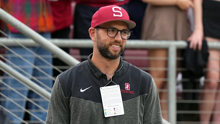 Sep 30, 2023; Stanford, California, USA; Stanford Cardinal and NFL former quarterback Andrew Luck stands on the sidelines during the second quarter against the Oregon Ducks at Stanford Stadium. Mandatory Credit: Darren Yamashita-Imagn Images Sep 30, 2023; Stanford, California, USA; Stanford Cardinal and NFL former quarterback Andrew Luck stands on the sidelines during the second quarter against the Oregon Ducks at Stanford Stadium. Mandatory Credit: Darren Yamashita-Imagn Images
