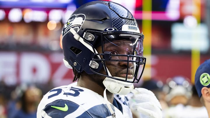 Seattle Seahawks linebacker Boye Mafe against the Arizona Cardinals at State Farm Stadium. Seattle Seahawks linebacker Boye Mafe against the Arizona Cardinals at State Farm Stadium.