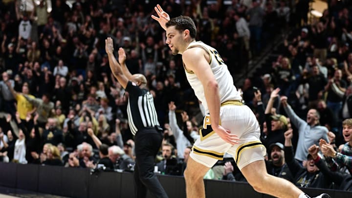 Purdue Boilermakers forward Camden Heide (23) celebrates 