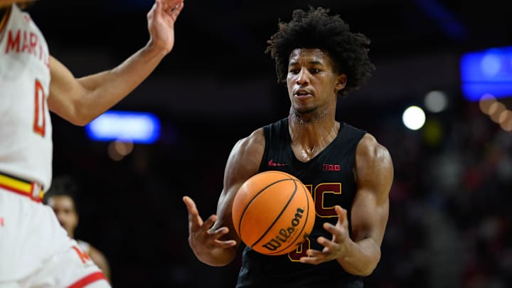 Wesley Yates III (6) handles the ball against the Maryland Terrapins. 