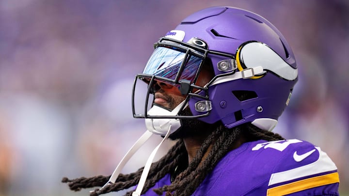 Aug 26, 2023; Minneapolis, Minnesota, USA; Minnesota Vikings running back Alexander Mattison (2)
