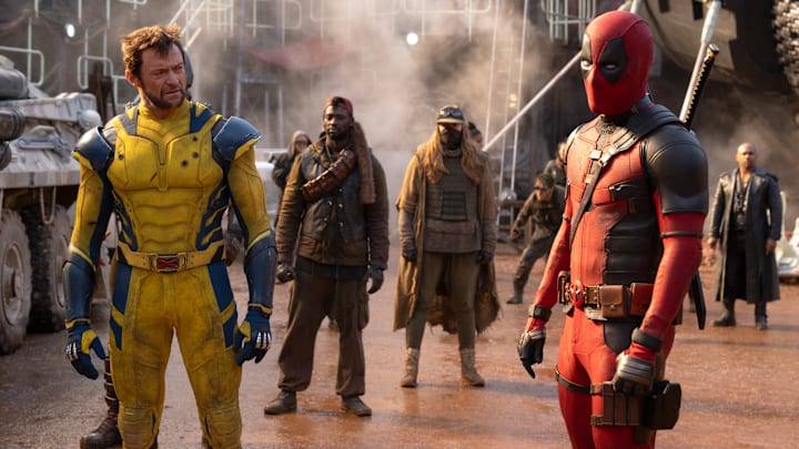 (L-R): Hugh Jackman as Wolverine/Logan and Ryan Reynolds as Deadpool/Wade Wilson in 20th Century Studios/Marvel Studios' DEADPOOL & WOLVERINE. Photo by Jay Maidment. © 2024 20th Century Studios / © and ™ 2024 MARVEL.