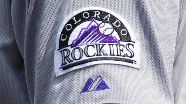 Colorado Rockies logo on a player's jersey